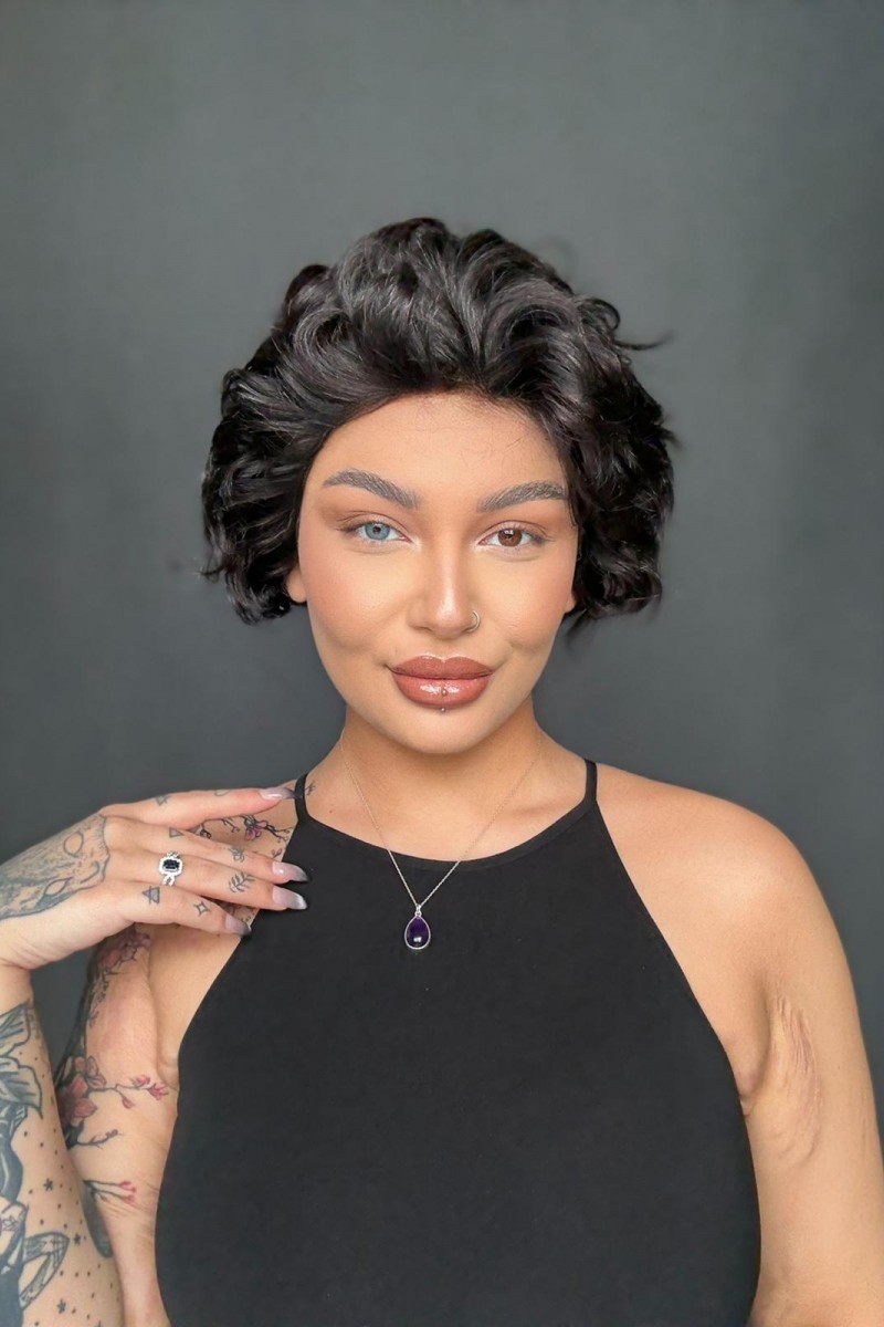 Kısa Tül peruk Doğal