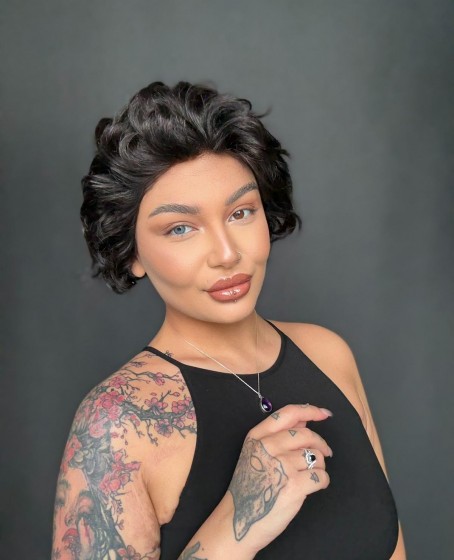 Kısa Tül peruk Doğal