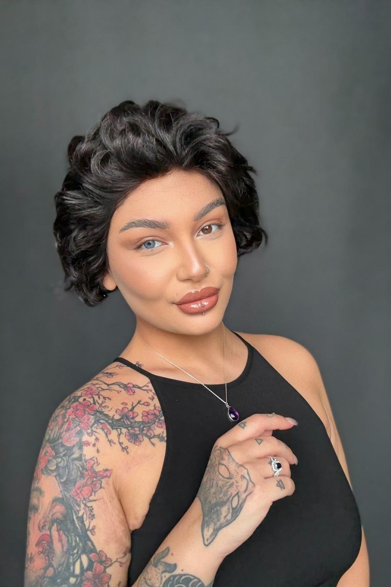 Kısa Tül peruk Doğal