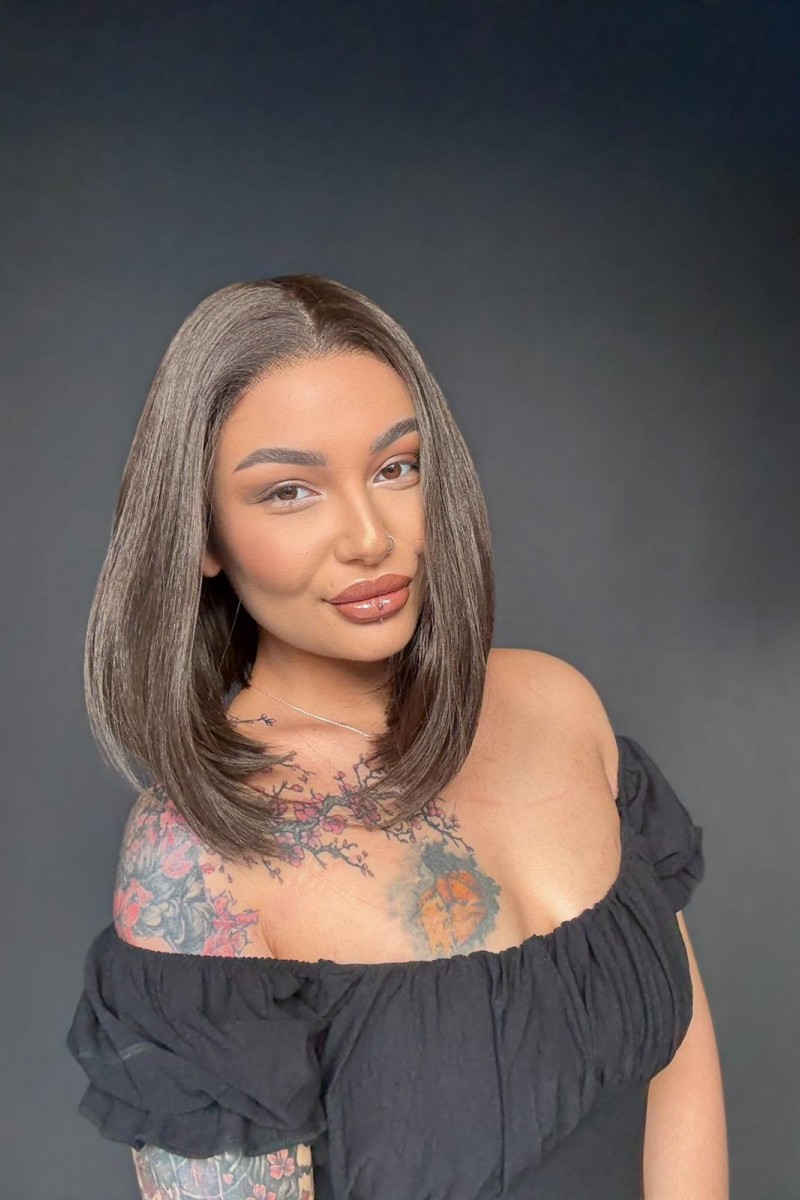 Hayalet Tül Her yöne ayrım olabilen Fiber Tül Peruk Küt Kesim Bob peruk 6360