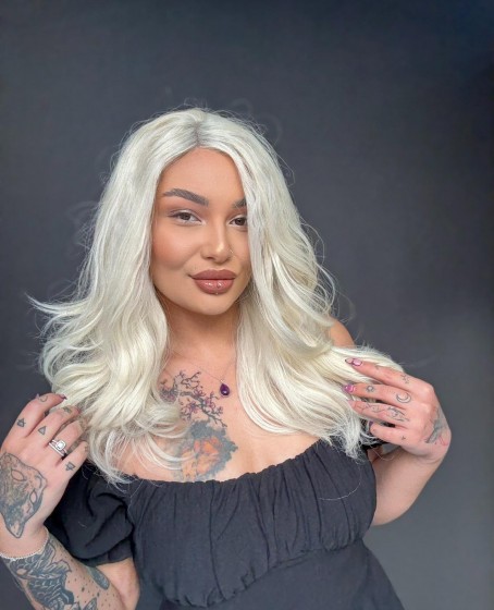 Hayalet Tül Her yöne ayrım olabilen Fiber Tül Peruk Orta Boy Dalgalı  5423