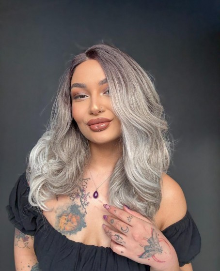 Hayalet Tül Her yöne ayrım olabilen Fiber Tül Peruk Orta Boy Dalgalı  5423