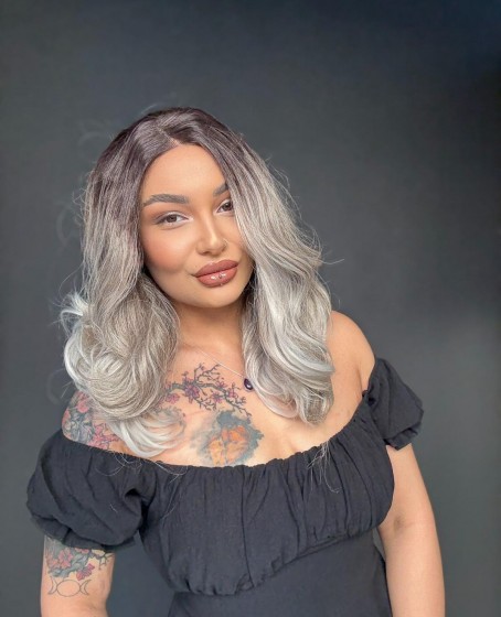 Hayalet Tül Her yöne ayrım olabilen Fiber Tül Peruk Orta Boy Dalgalı  5423