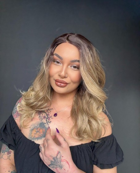 Hayalet Tül Her yöne ayrım olabilen Fiber Tül Peruk Orta Boy Dalgalı  5423