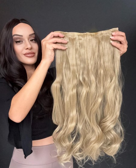 Dalgalı Geniş Parça Yarımay Çıtçıt Saç Kumral Kahve