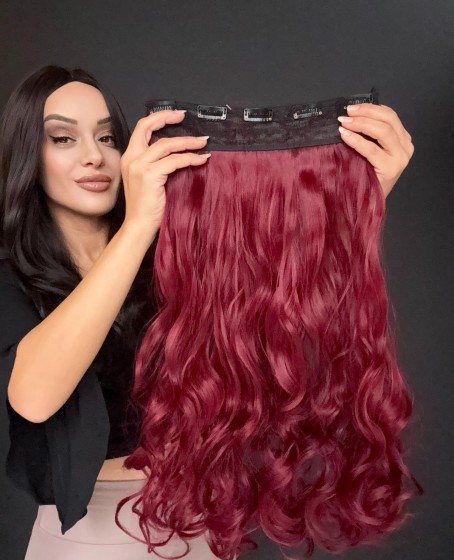 Dalgalı Geniş Parça Yarımay Çıtçıt Saç Kumral Kahve