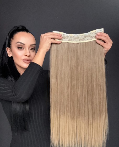 Gerçek Saç Dokusunda Fiber sentetik Yarımay+2 yan çıtçıt saç