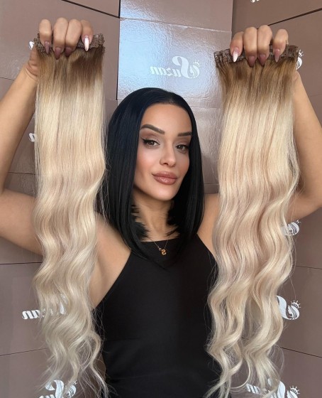 8 parça Gerçek saç Çıt çıt seti