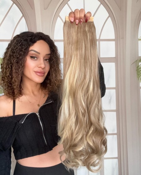 Platin Röfleli Cırtcıtllı Dolamalı Postiş At Kuyruğu Dalgalı