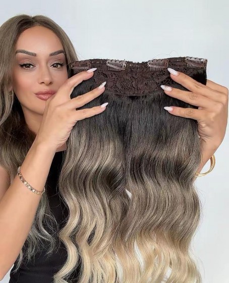 Yarımay+2 yan %100 gerçek çıtçıt saç