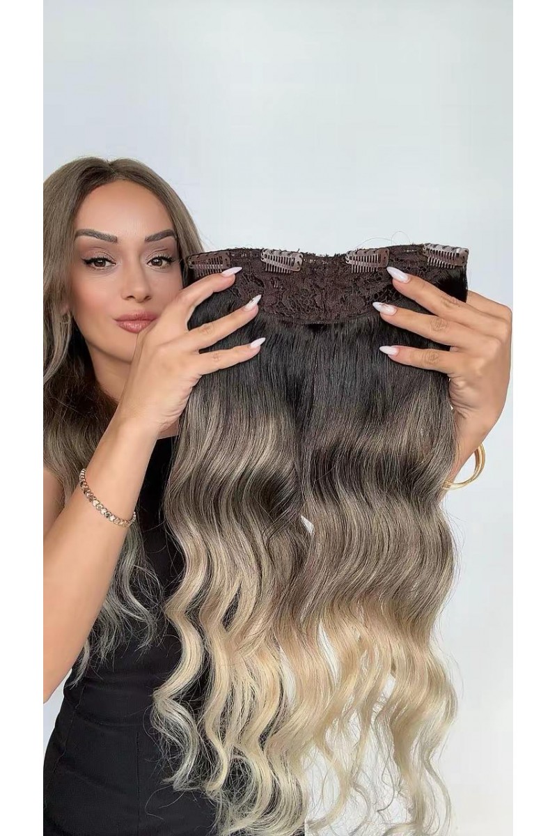 Yarımay+2 yan %100 gerçek çıtçıt saç
