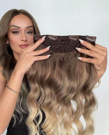 Yarımay+2 yan %100 gerçek çıtçıt saç
