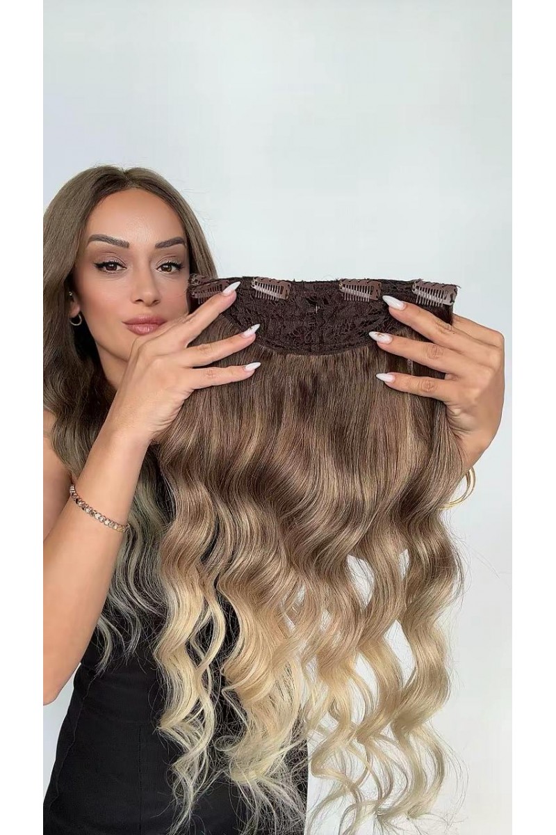 Yarımay+2 yan %100 gerçek çıtçıt saç