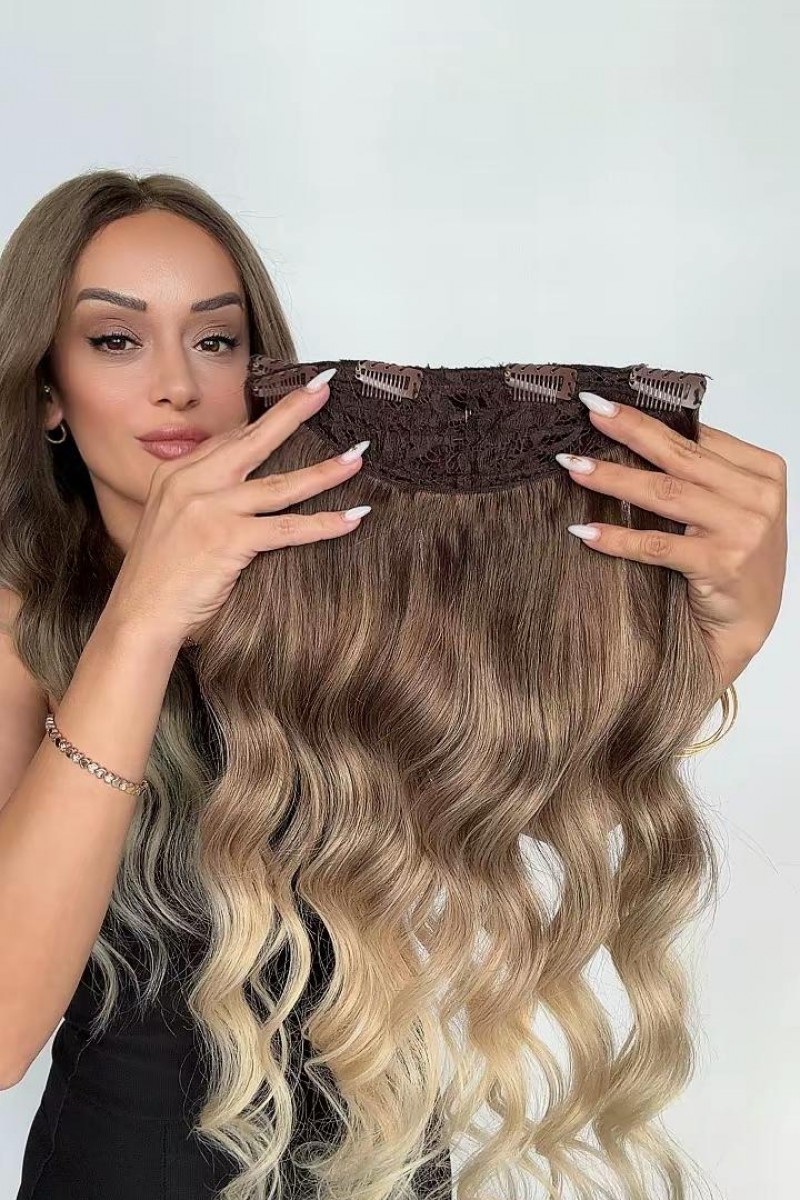 Yarımay+2 yan %100 gerçek çıtçıt saç