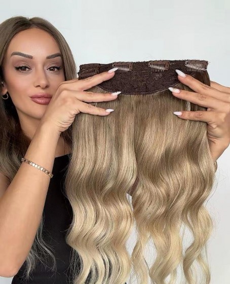 Yarımay+2 yan %100 gerçek çıtçıt saç