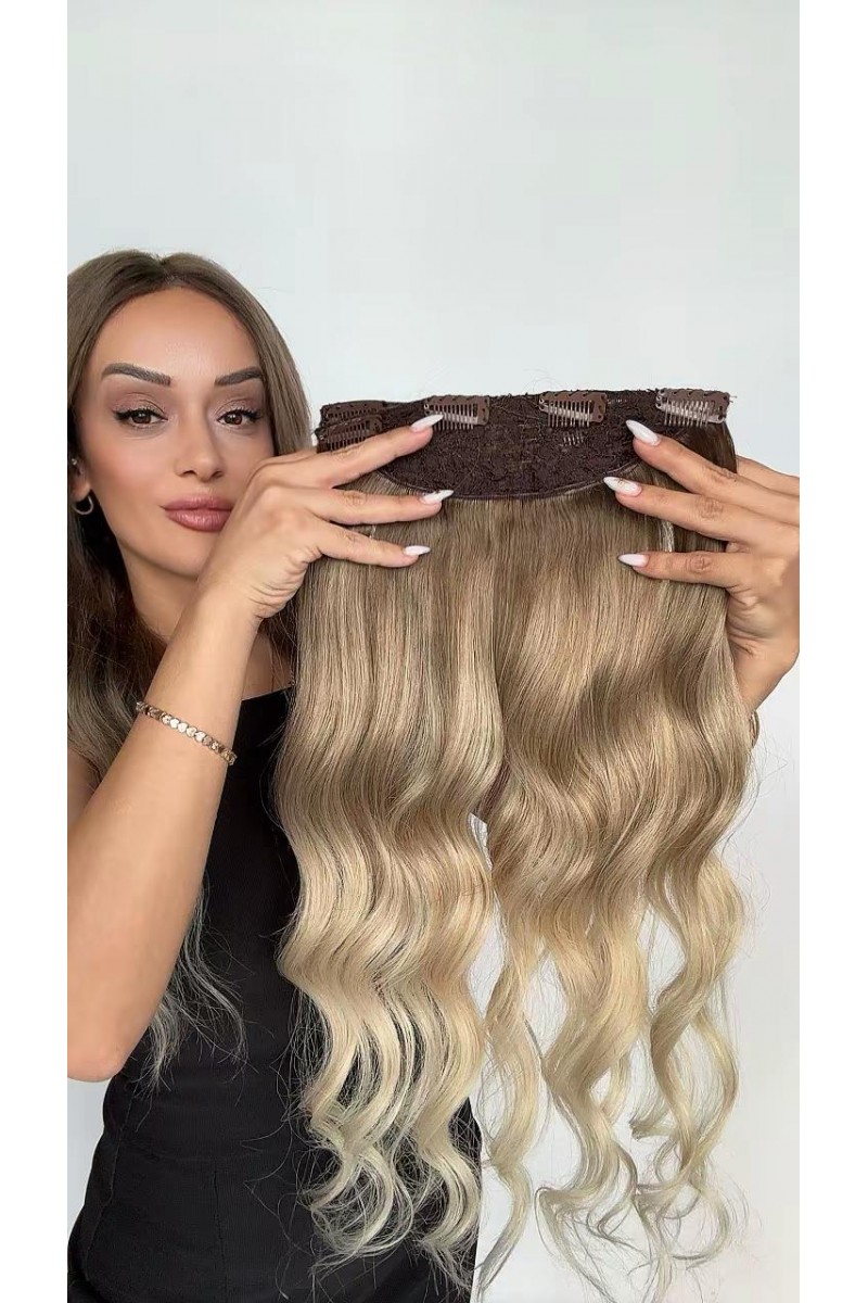 Yarımay+2 yan %100 gerçek çıtçıt saç
