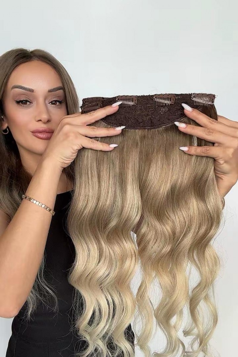 Yarımay+2 yan %100 gerçek çıtçıt saç