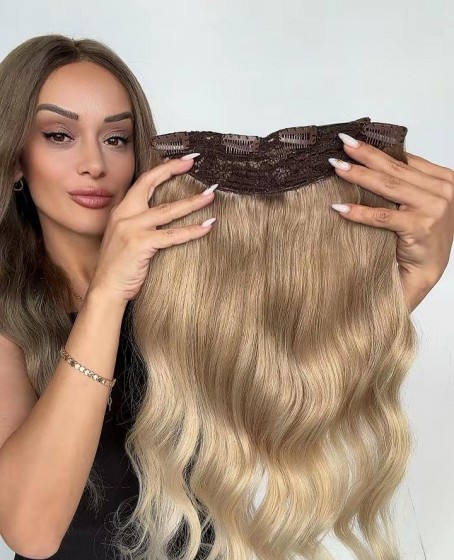 Yarımay+2 yan %100 gerçek çıtçıt saç