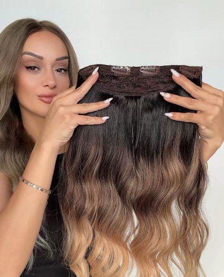 Yarımay+2 yan %100 gerçek çıtçıt saç