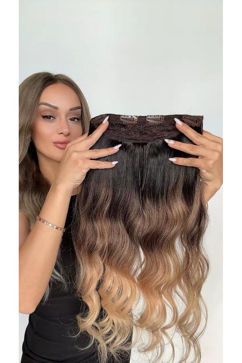 Yarımay+2 yan %100 gerçek çıtçıt saç