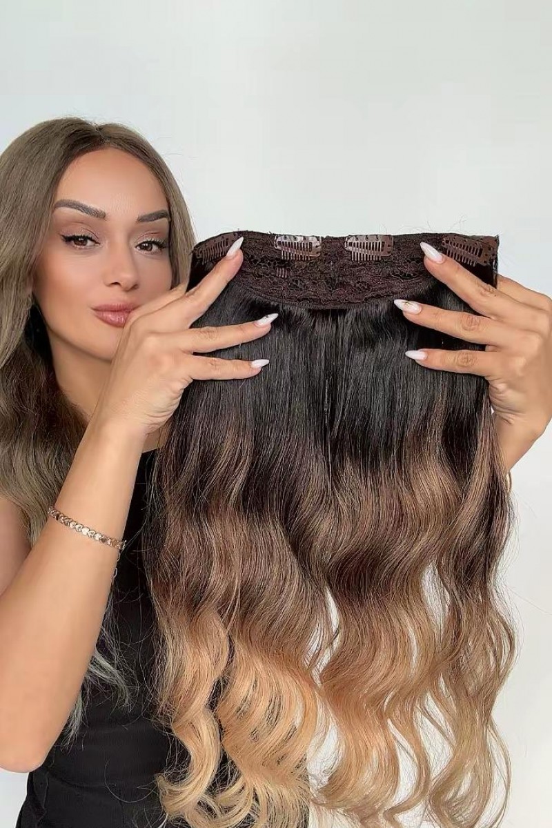 Yarımay+2 yan %100 gerçek çıtçıt saç