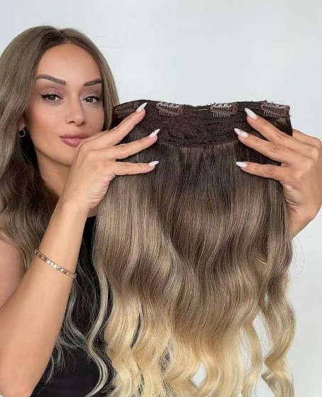 Yarımay+2 yan %100 gerçek çıtçıt saç
