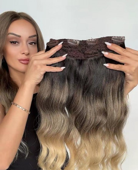 Yarımay+2 yan %100 gerçek çıtçıt saç