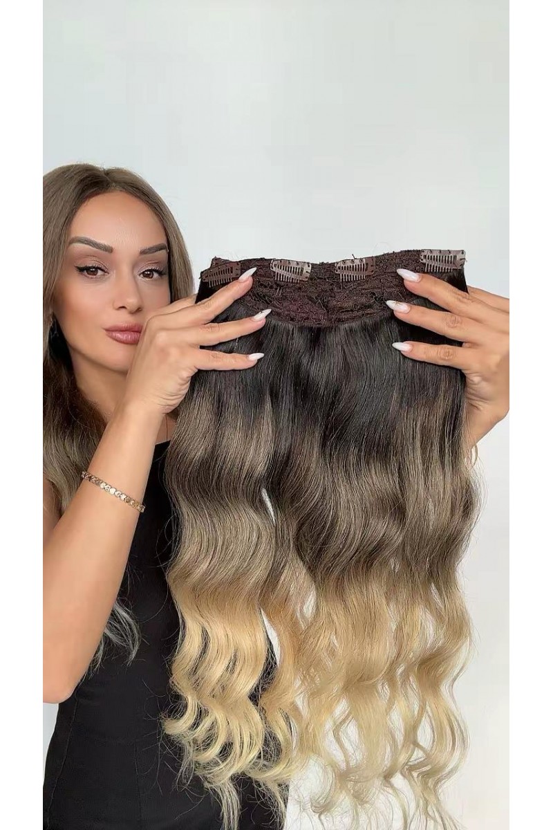 Yarımay+2 yan %100 gerçek çıtçıt saç