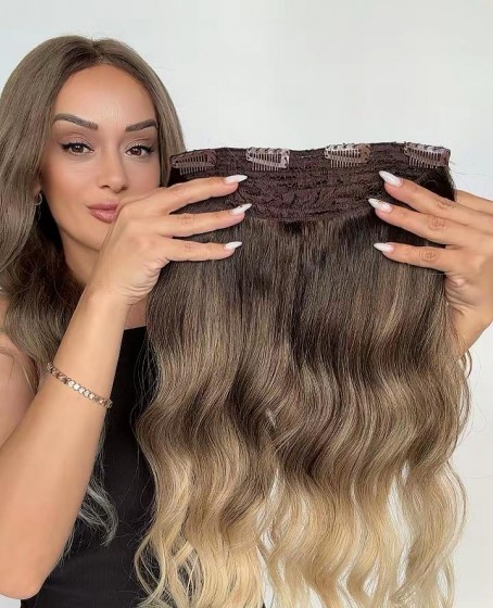 Yarımay+2 yan %100 gerçek çıtçıt saç