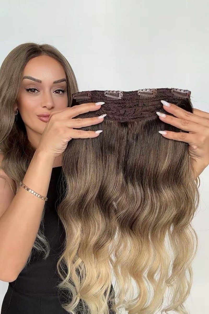Yarımay+2 yan %100 gerçek çıtçıt saç