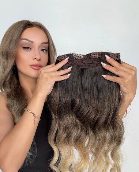 Yarımay+2 yan %100 gerçek çıtçıt saç