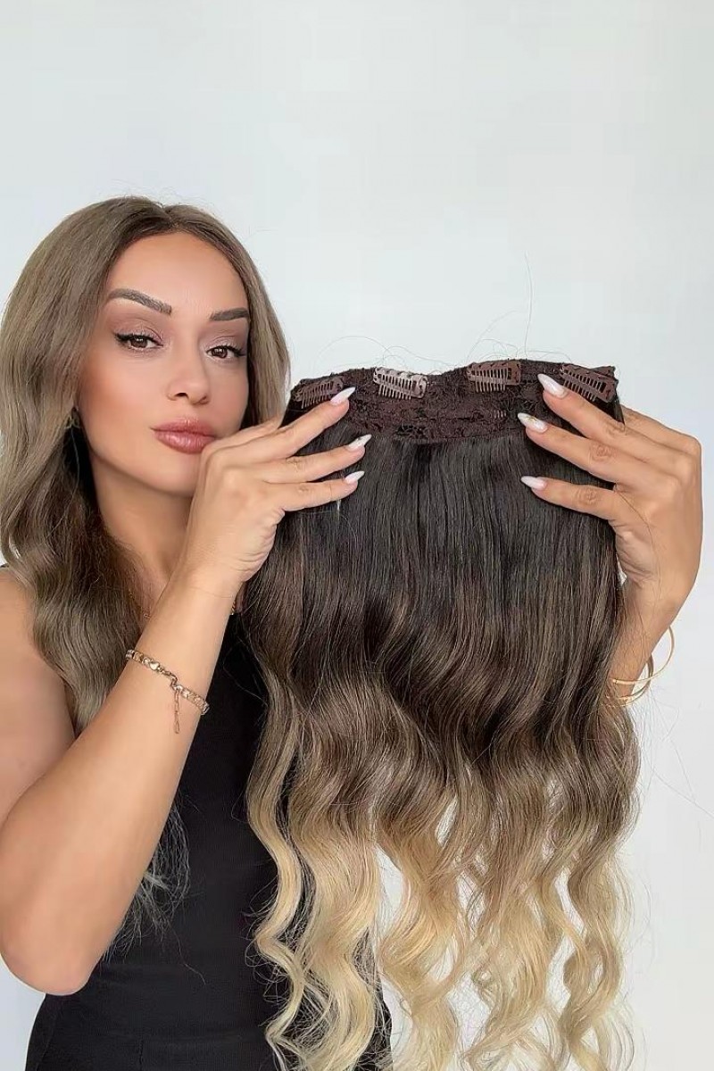 Yarımay+2 yan %100 gerçek çıtçıt saç