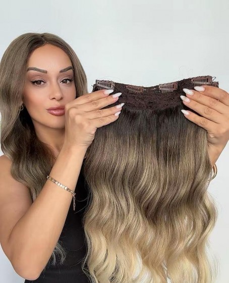 Yarımay+2 yan %100 gerçek çıtçıt saç