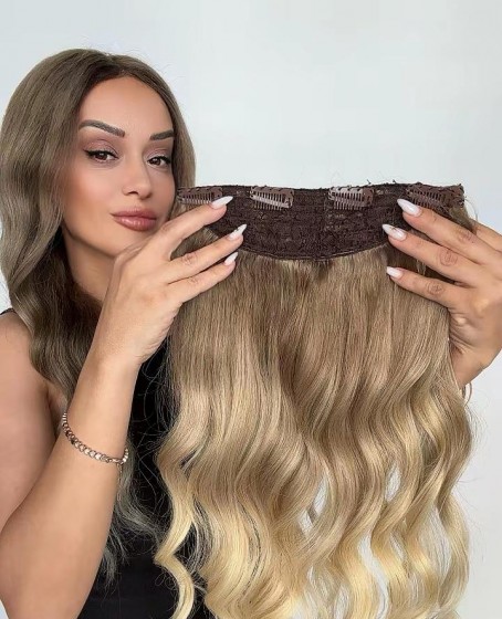 Yarımay+2 yan %100 gerçek çıtçıt saç