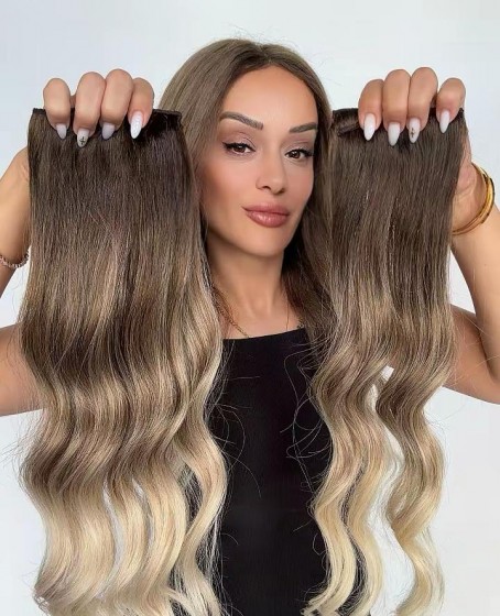 Yarımay+2 yan %100 gerçek çıtçıt saç