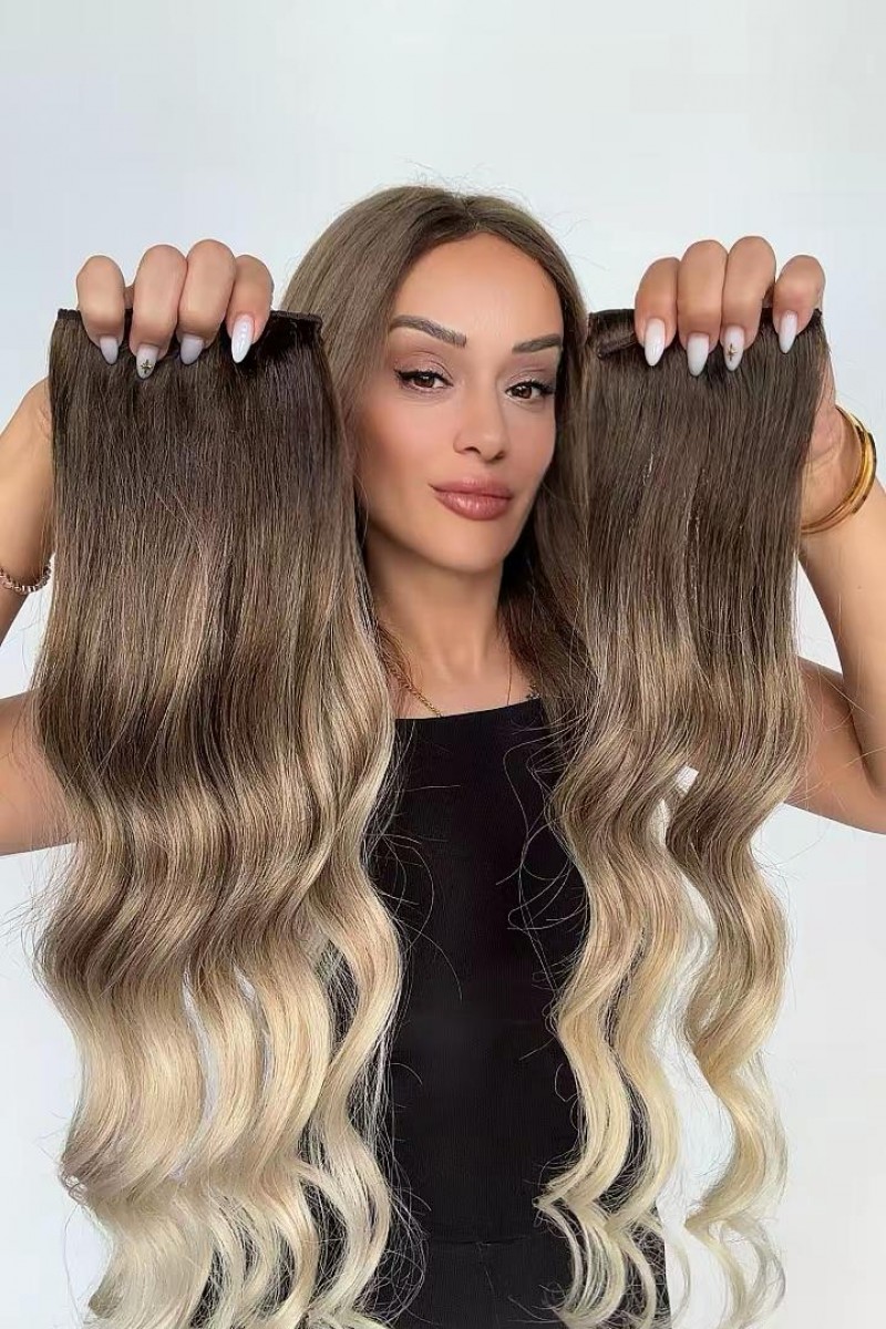 Yarımay+2 yan %100 gerçek çıtçıt saç