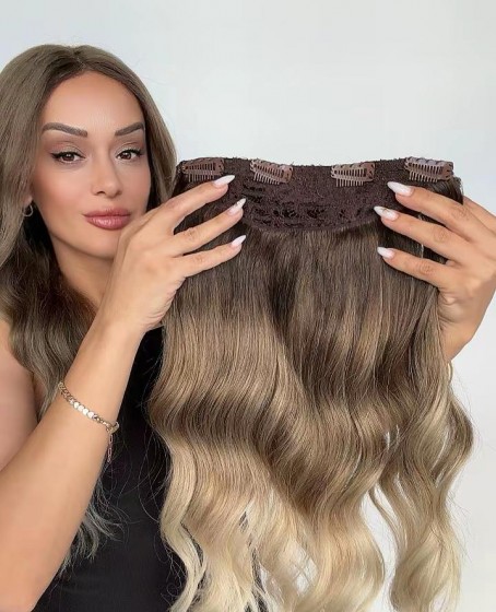 Yarımay+2 yan %100 gerçek çıtçıt saç