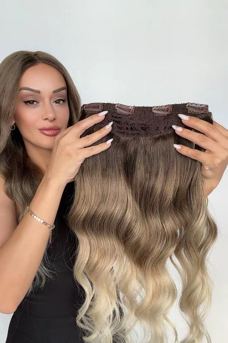 Yarımay+2 yan %100 gerçek çıtçıt saç