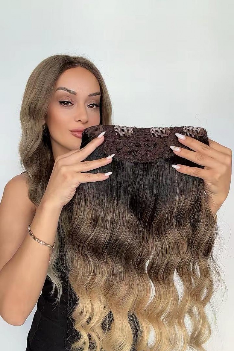Yarımay+2 yan %100 gerçek çıtçıt saç
