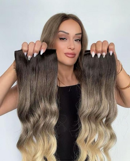 Yarımay+2 yan %100 gerçek çıtçıt saç