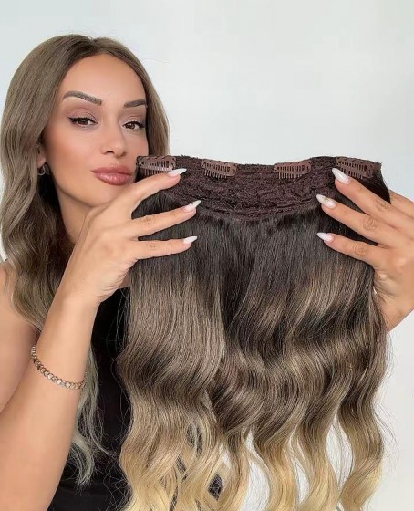 Yarımay+2 yan %100 gerçek çıtçıt saç