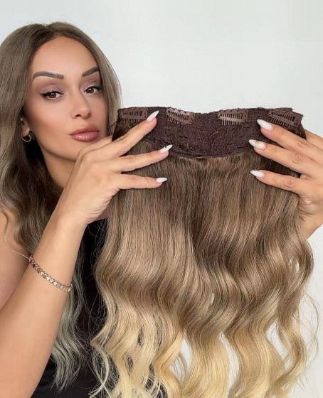 Yarımay+2 yan %100 gerçek çıtçıt saç