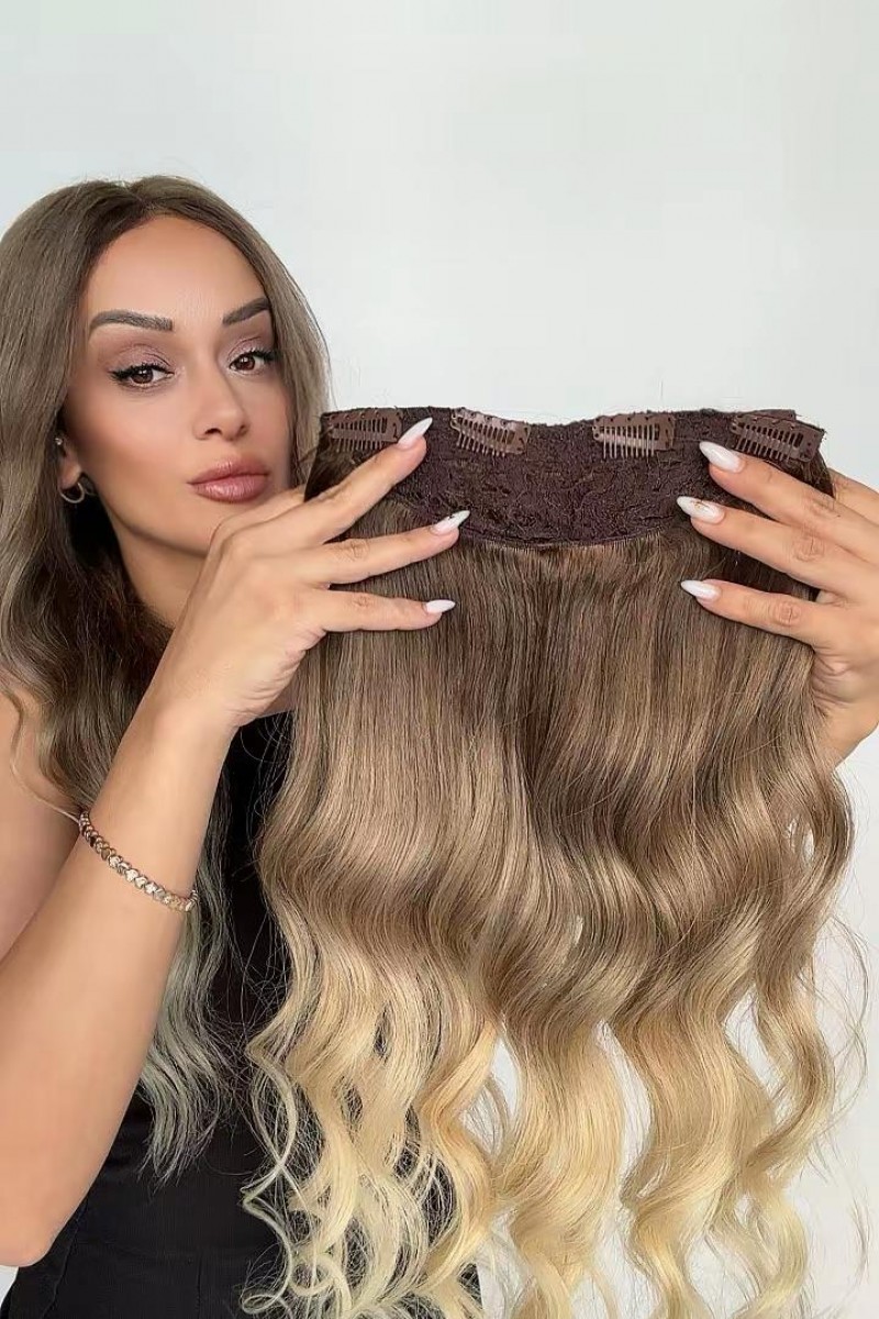 Yarımay+2 yan %100 gerçek çıtçıt saç