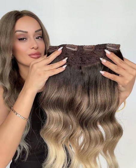 Yarımay+2 yan %100 gerçek çıtçıt saç