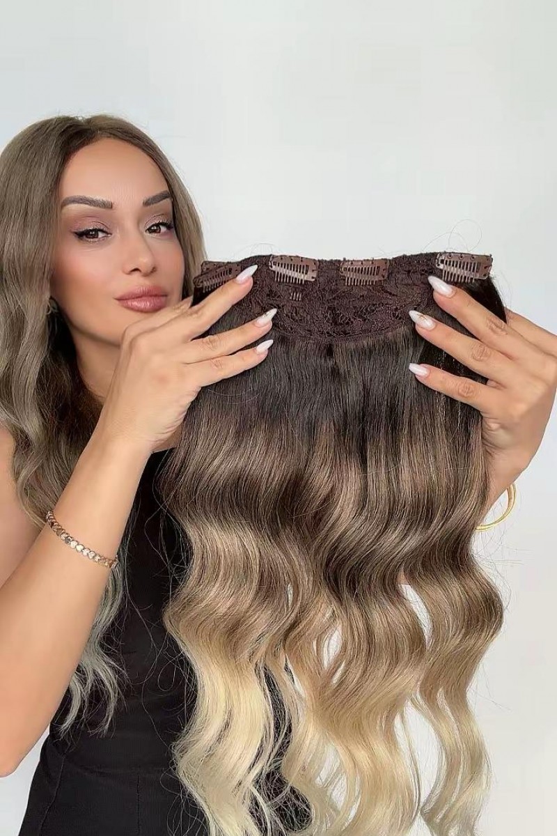 Yarımay+2 yan %100 gerçek çıtçıt saç