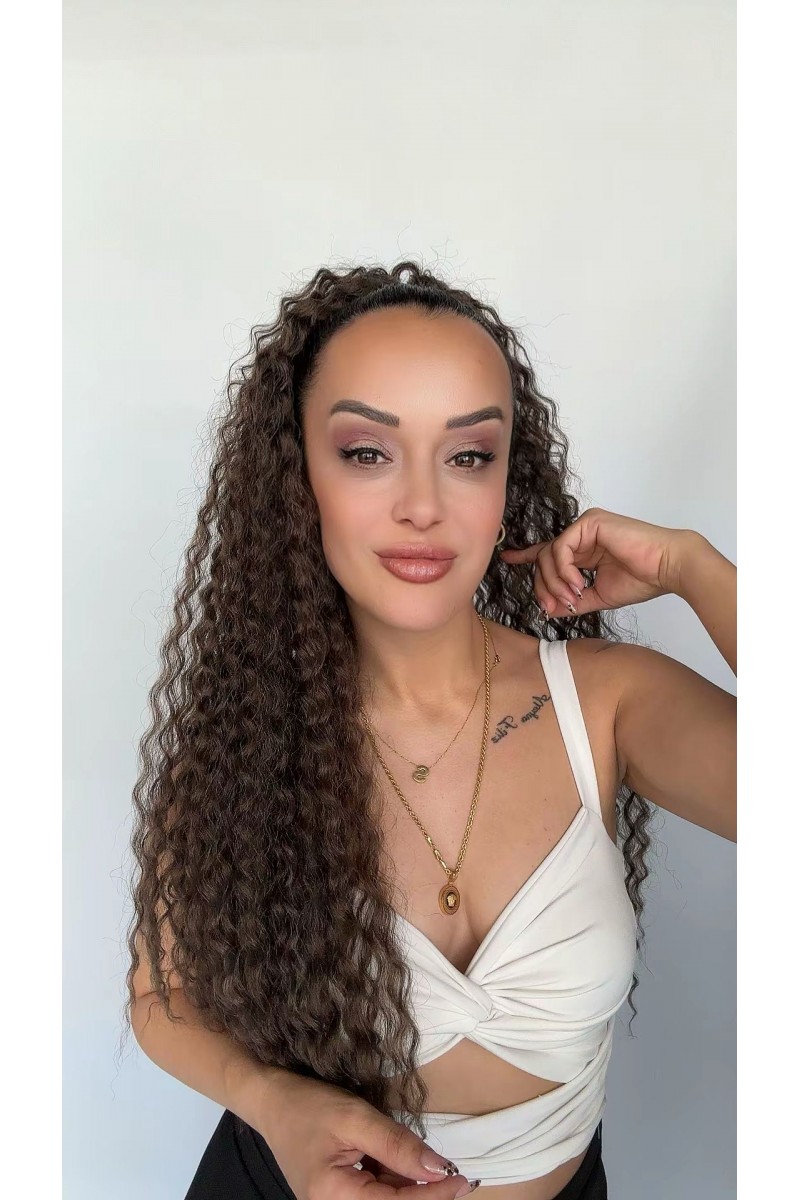 Afro Postiş El yapımı Ekstra Kabarık tak ve çık Mandallı tokalı Model