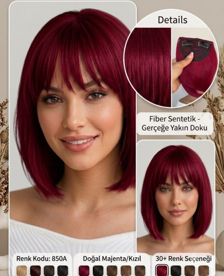 Fiber Sentetik Ön Kahkül Perçem