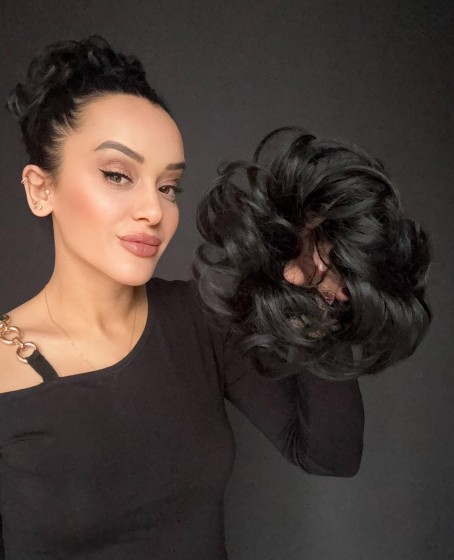 Saçlı Lastikli Topuz Toka -