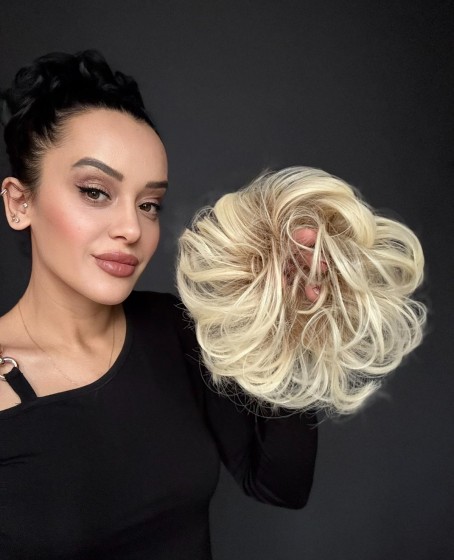 Saçlı Lastikli Topuz Toka -