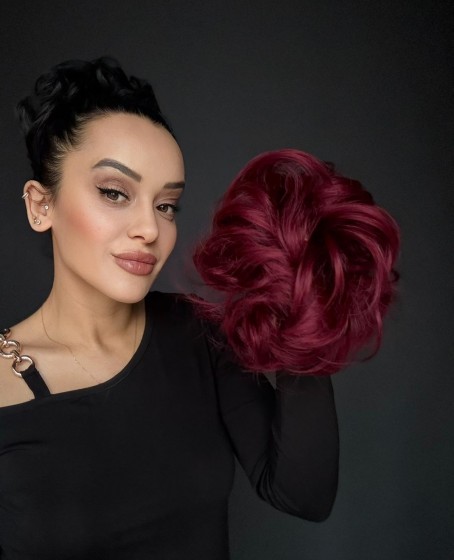 Saçlı Lastikli Topuz Toka -